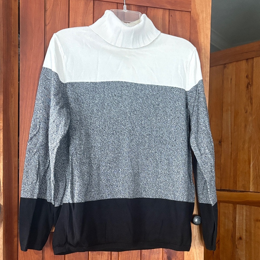 Talbots black, off-white, salt and pepper, Turtleneck Sweater